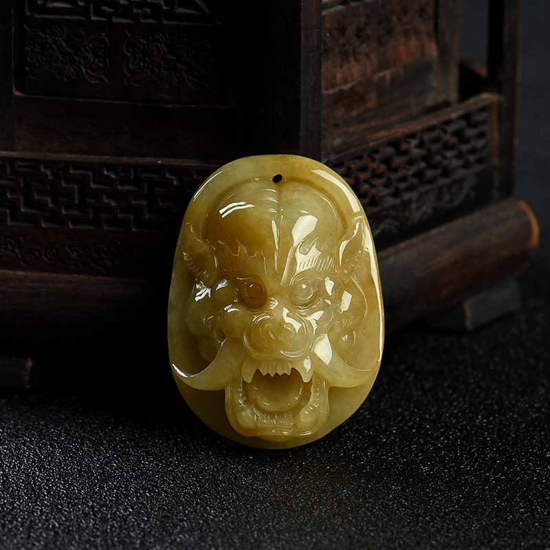 糯种黄翡瑞兽吊坠-红掌柜