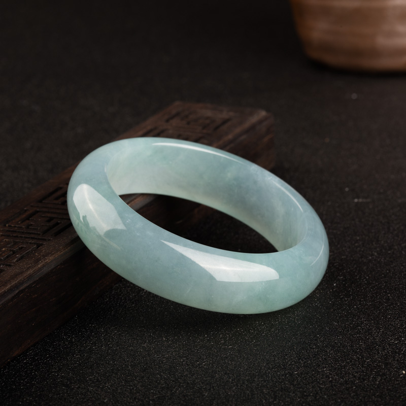 缅甸糯冰种蓝绿翡翠手镯-红掌柜