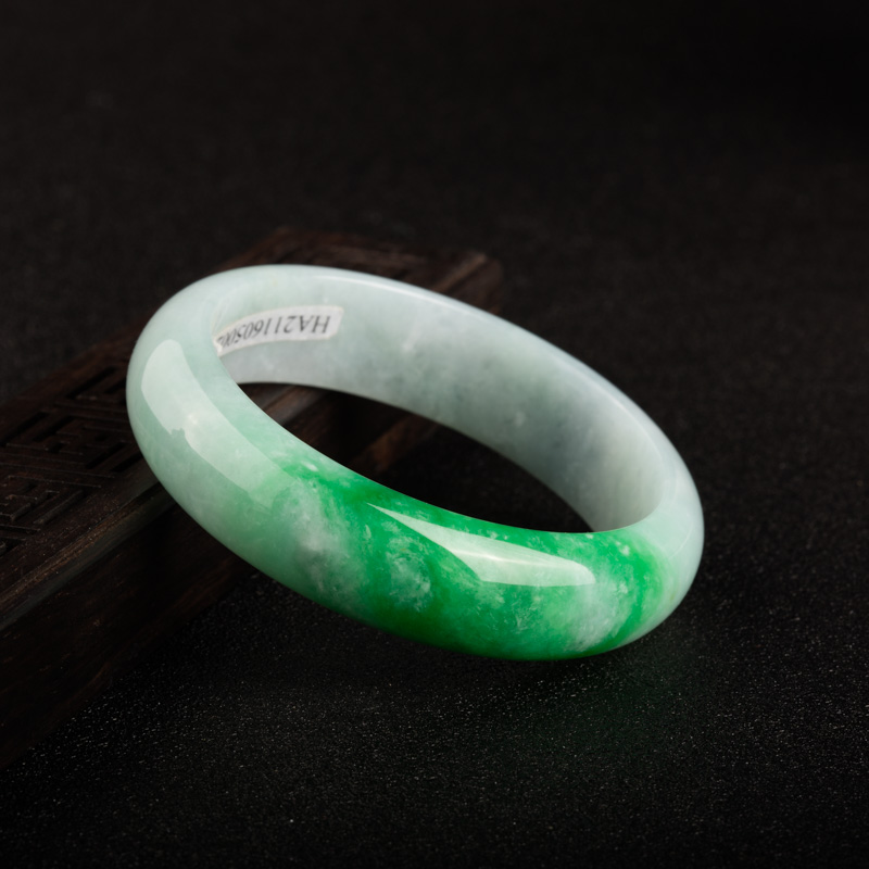 A货天然糯种飘翠翡翠手镯 - 红掌柜