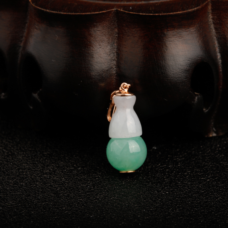 缅甸天然翡翠福禄吊坠-红掌柜