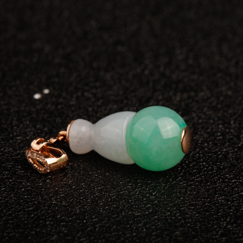 缅甸天然糯种翡翠福禄吊坠-红掌柜