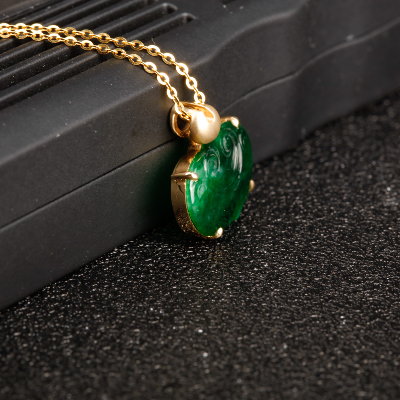 糯冰种深绿翡翠如意吊坠-红掌柜
