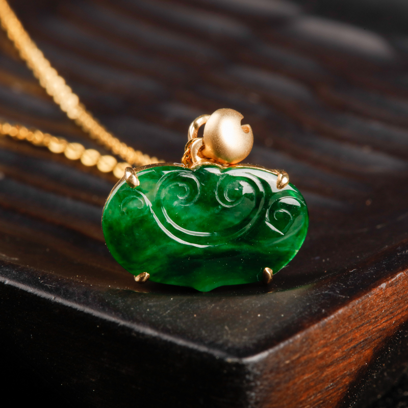 天然翡翠如意吊坠-红掌柜