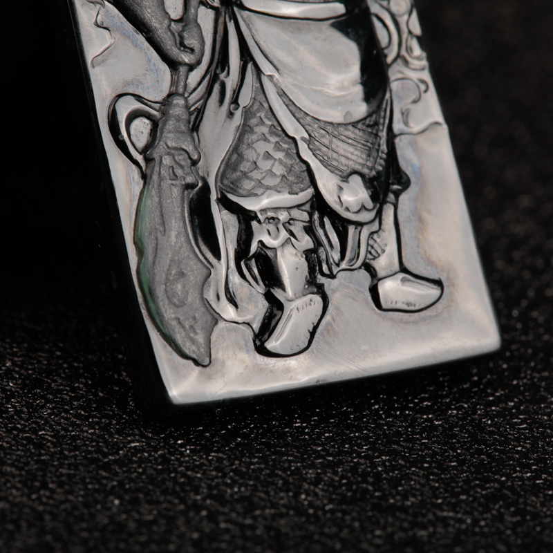 天然缅甸墨翠关羽吊坠-红掌柜