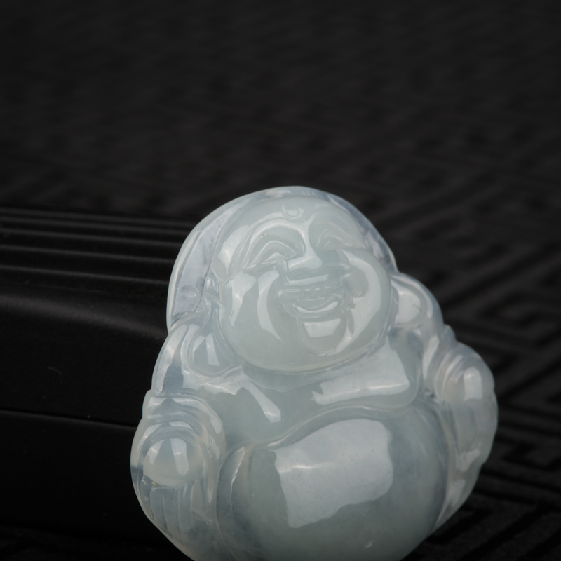 缅甸天然糯冰种翡翠吊坠-红掌柜