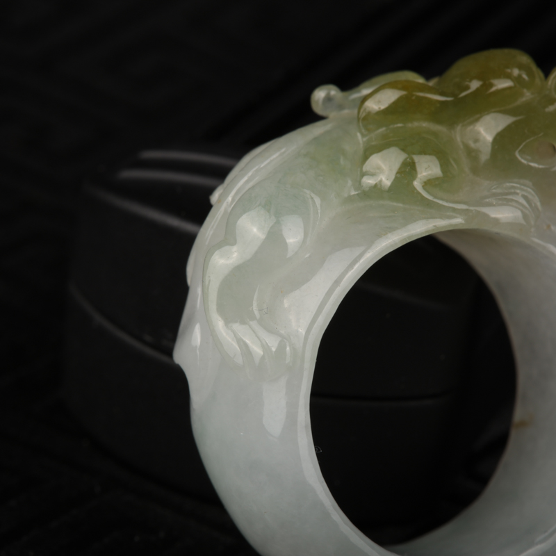 缅甸天然糯冰种翡翠貔貅戒指-红掌柜