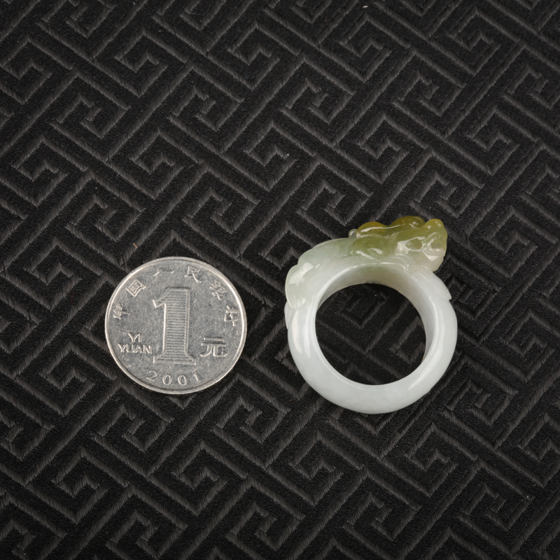 缅甸糯冰种翡翠貔貅戒指-红掌柜