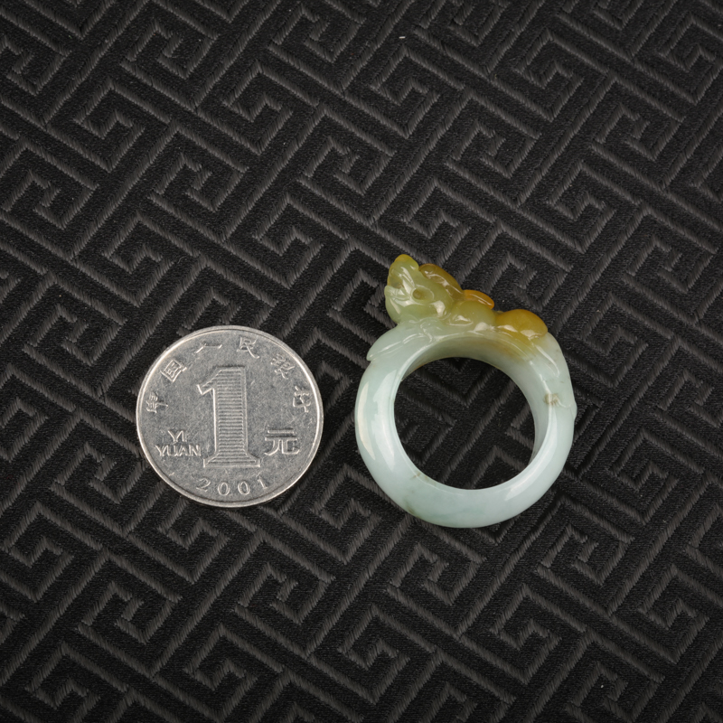 糯冰种翡翠貔貅戒指-红掌柜