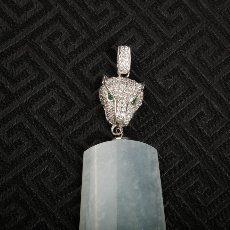 银镶缅甸天然糯冰种翡翠吊坠-红掌柜