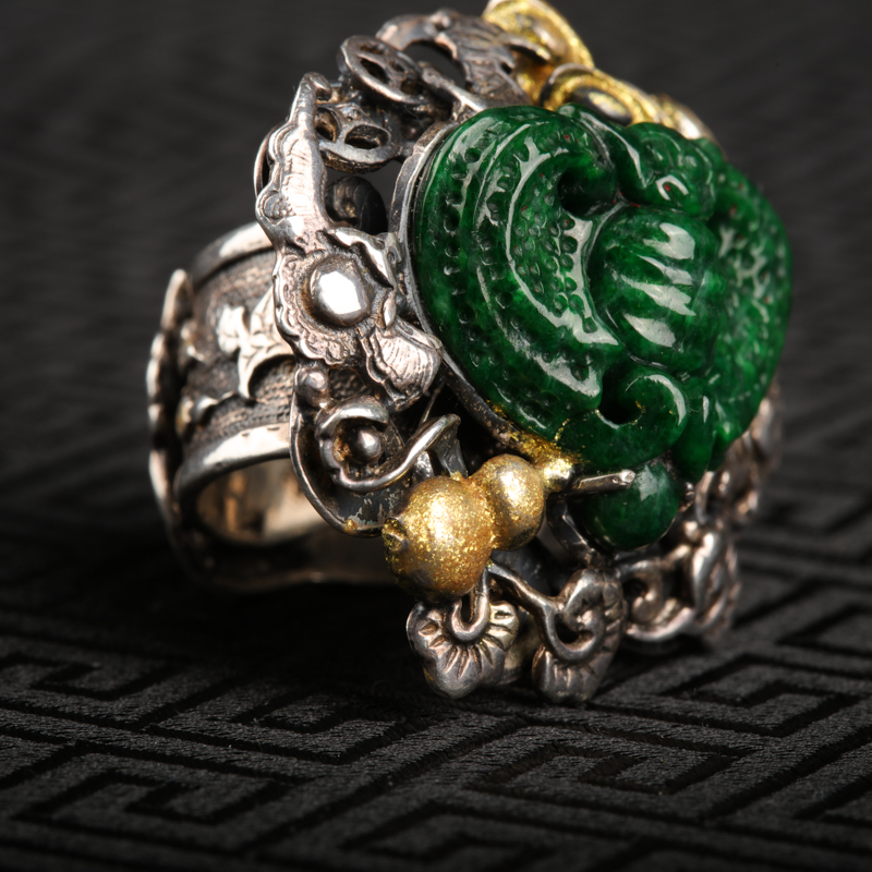 翡翠福在眼前戒指-红掌柜