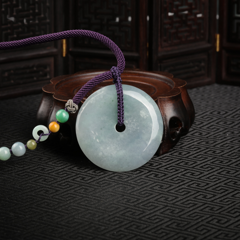 缅甸天然翡翠花开富贵吊坠-红掌柜