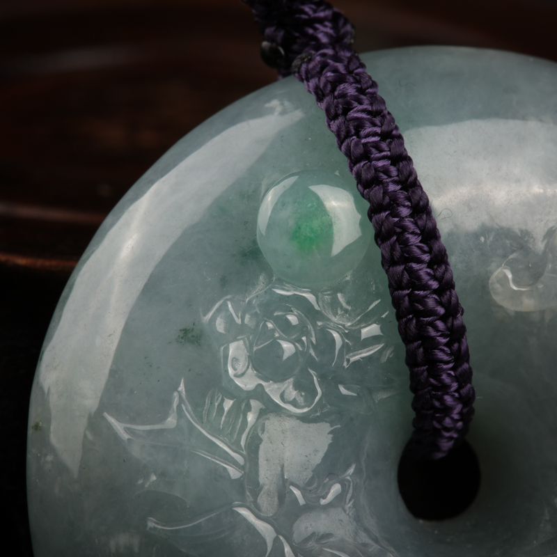 缅甸翡翠花开富贵吊坠-红掌柜