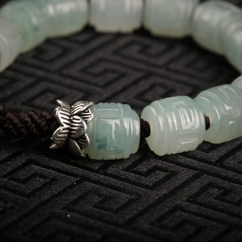 缅甸天然糯冰种翡翠手串-红掌柜