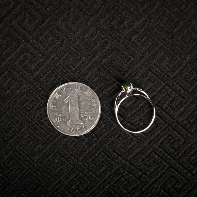 缅甸天然糯冰种翠绿翡翠戒指-红掌柜