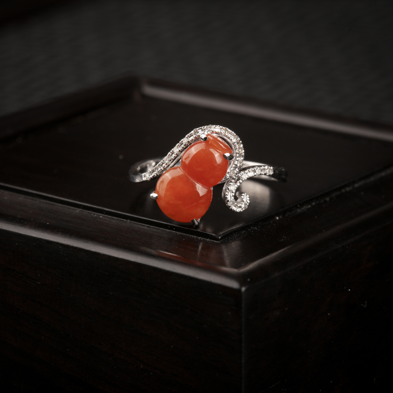 18K金镶糯冰种红翡戒指-红掌柜