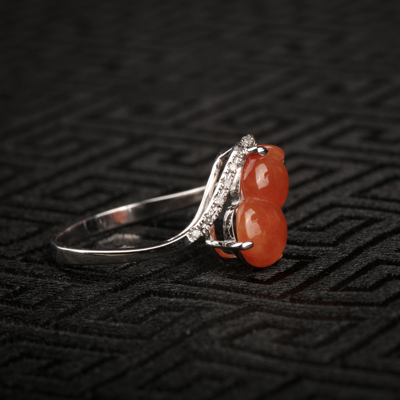 缅甸天然糯冰种红翡戒指-红掌柜