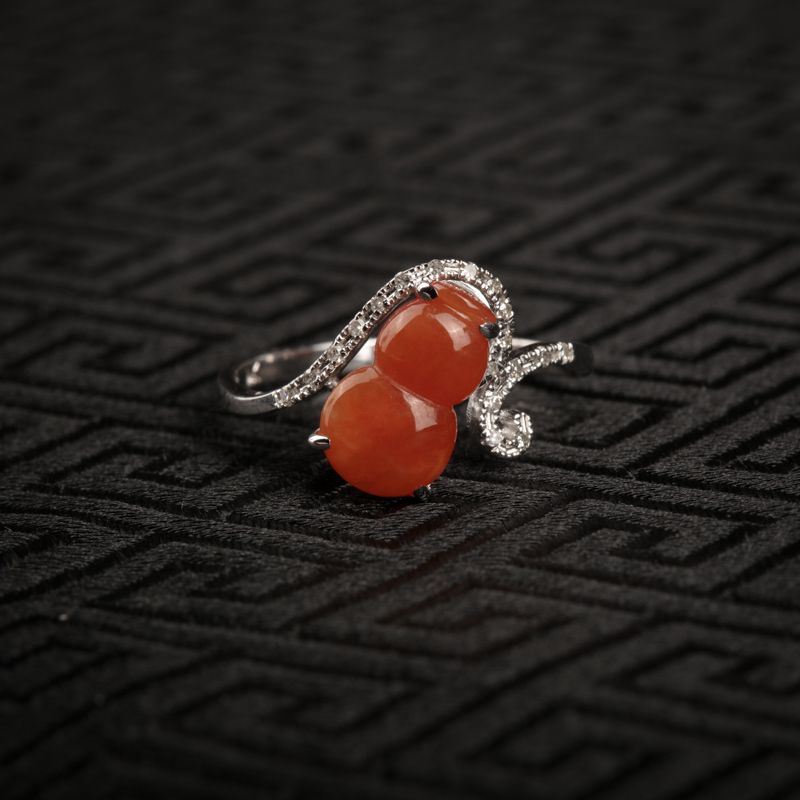 缅甸糯冰种红翡戒指-红掌柜