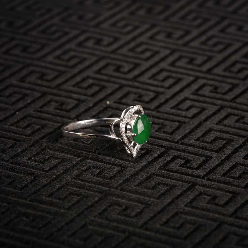 糯冰种翡翠戒指-红掌柜