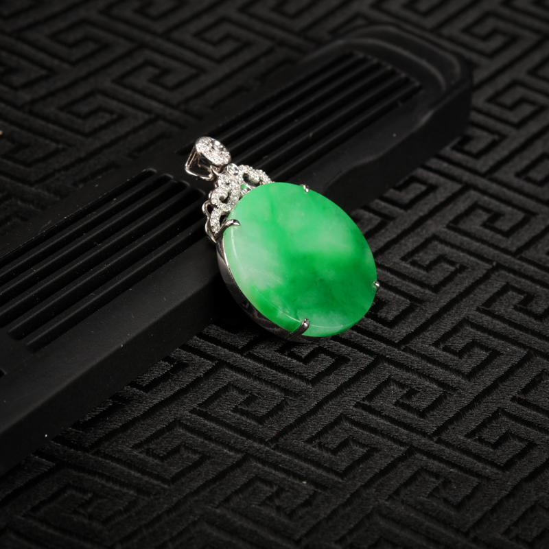 糯种翠绿翡翠团圆吊坠-红掌柜