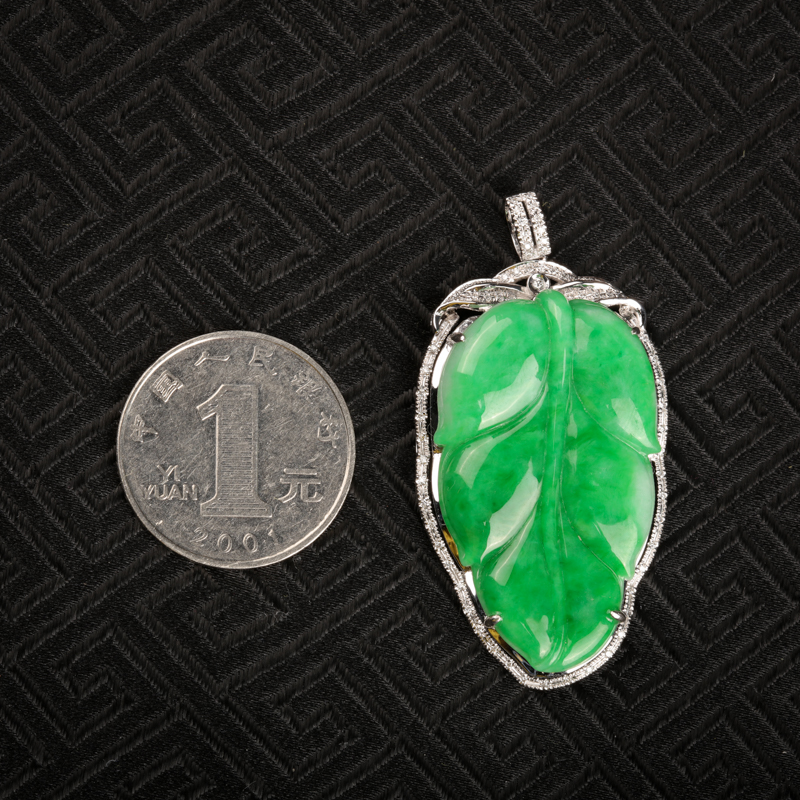 天然缅甸翡翠金枝玉叶吊坠-红掌柜