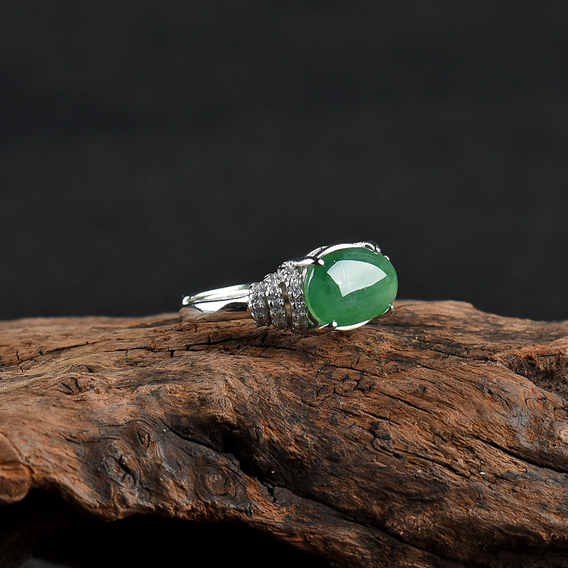 糯冰种深绿翡翠戒指-红掌柜