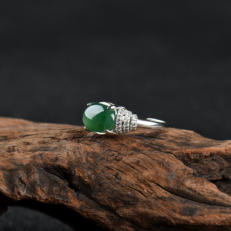 深绿翡翠戒指-红掌柜