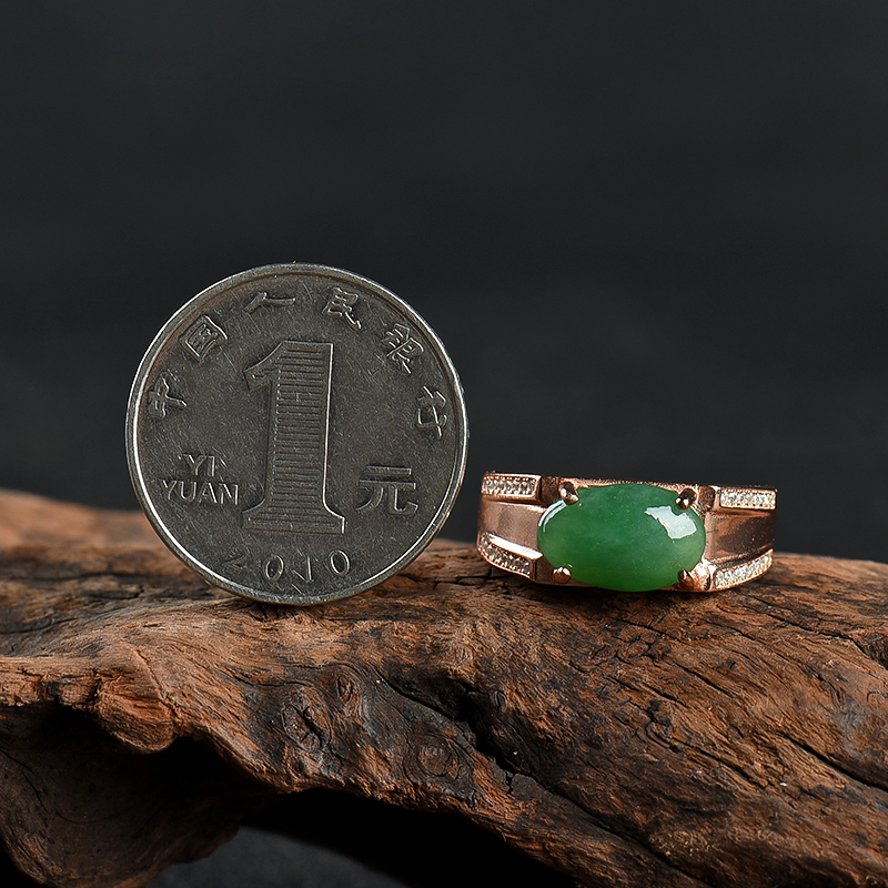 天然缅甸翡翠戒指-红掌柜