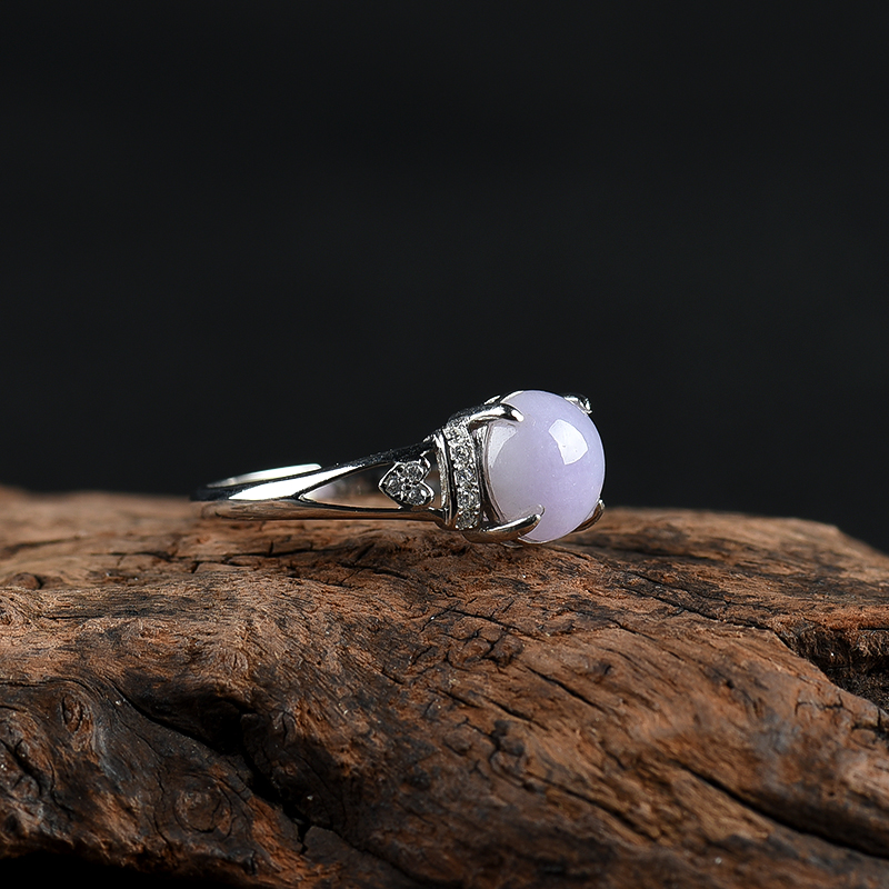 糯种浅紫色翡翠戒指-红掌柜