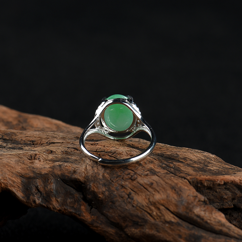 银镶糯种翡翠戒指-红掌柜