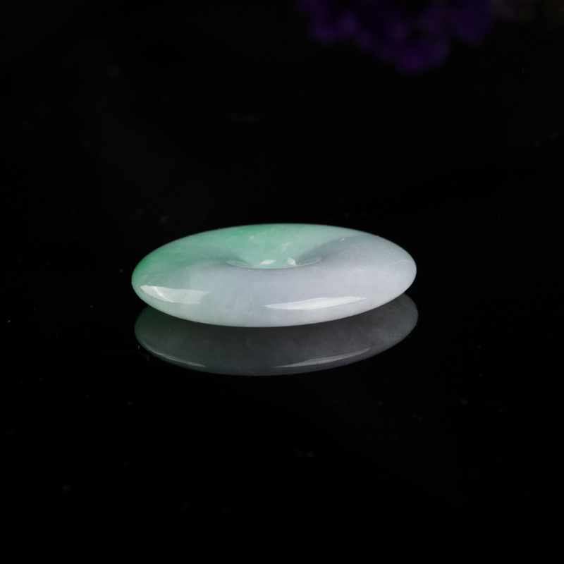 缅甸春带彩翡翠平安扣吊坠-红掌柜