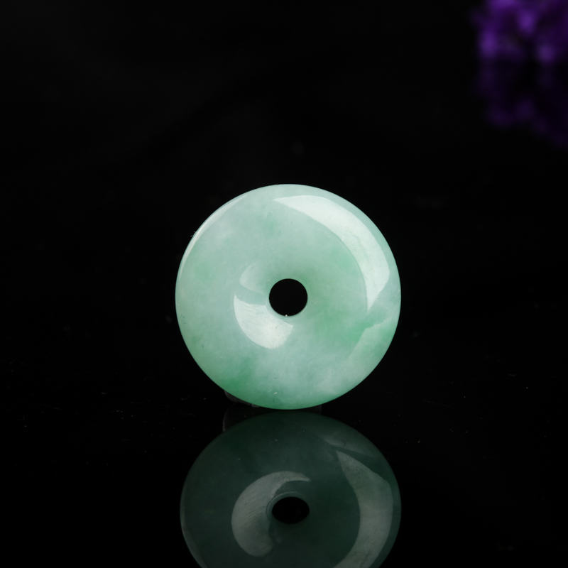 豆种豆绿翡翠平安扣吊坠-红掌柜