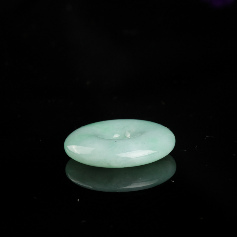 缅甸天然A货豆种豆绿翡翠平安扣吊坠-红掌柜