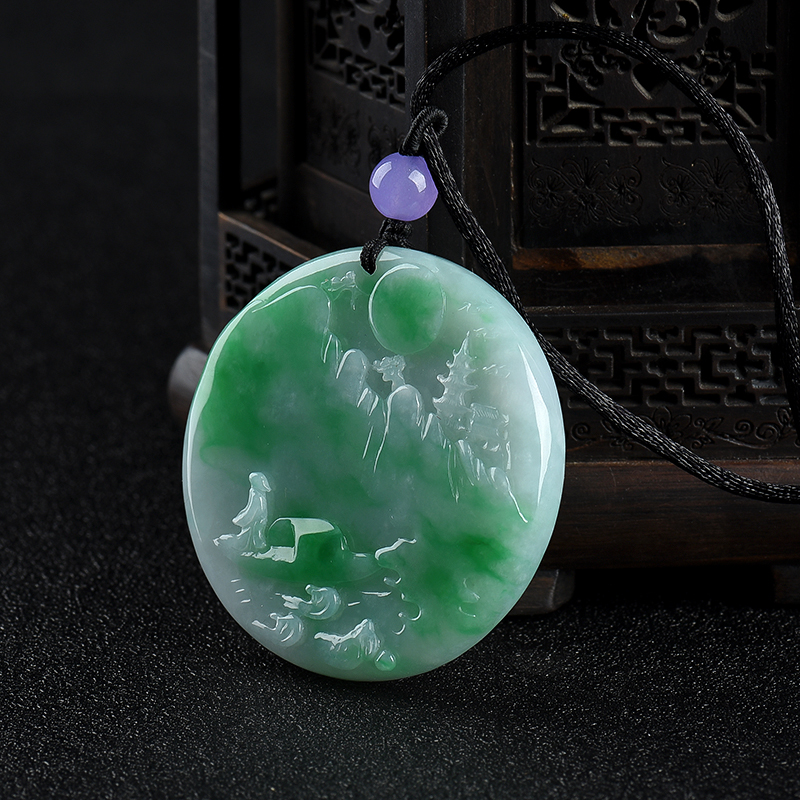 翡翠山水意境吊坠-红掌柜