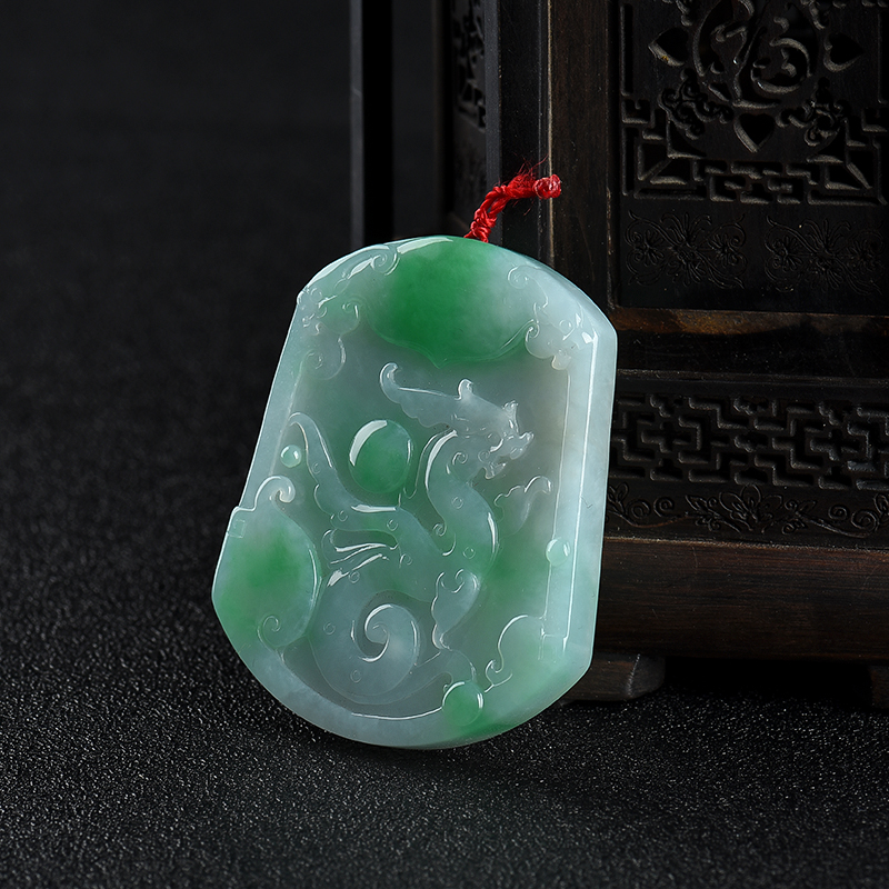 缅甸翡翠仿古龙吊坠-红掌柜