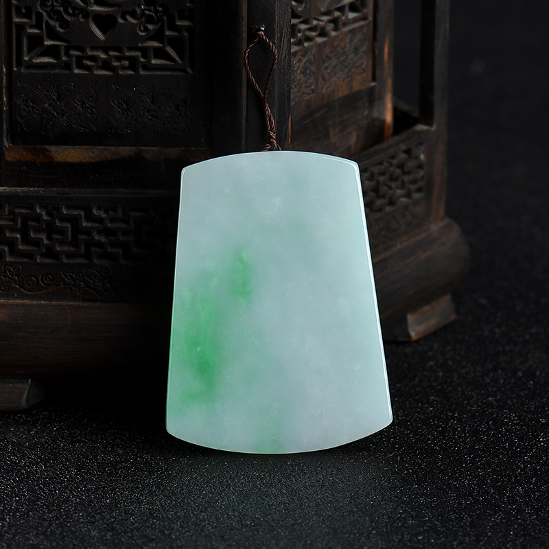 糯种飘翠翡翠无事牌吊坠-红掌柜