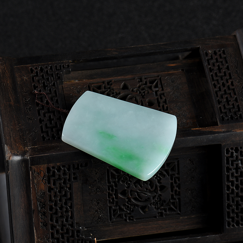 缅甸翡翠无事牌吊坠-红掌柜