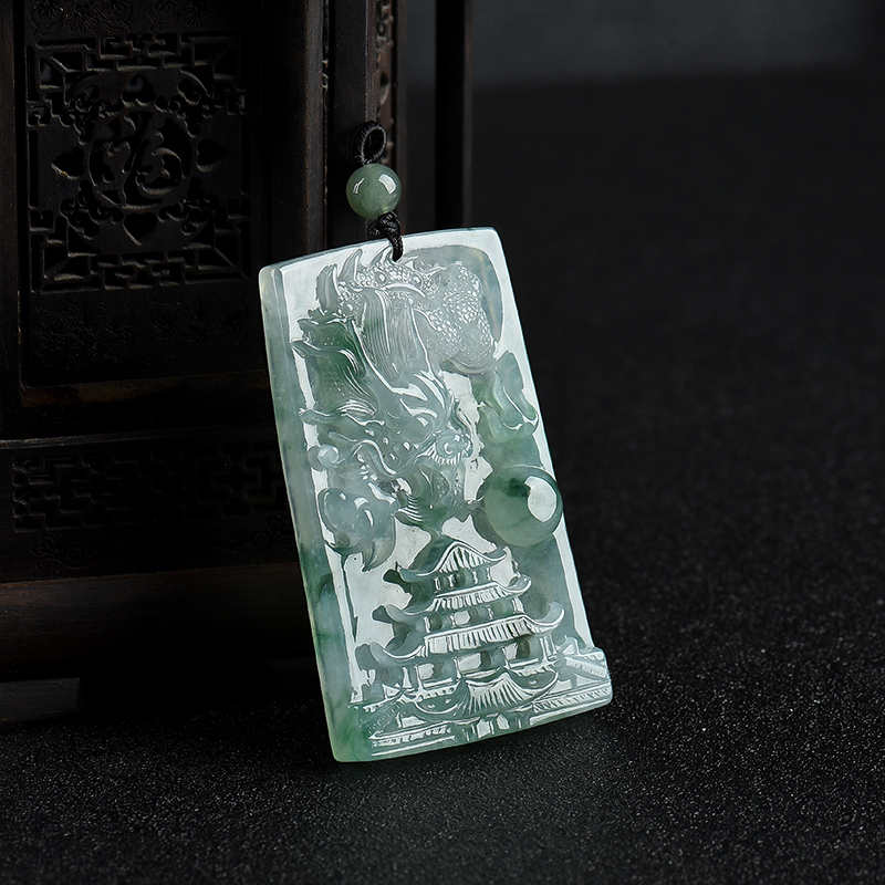 飘花翡翠辰龙吊坠-红掌柜