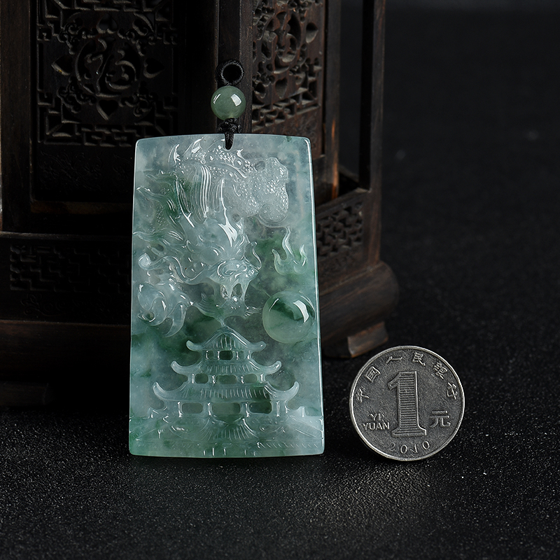缅甸翡翠辰龙吊坠-红掌柜