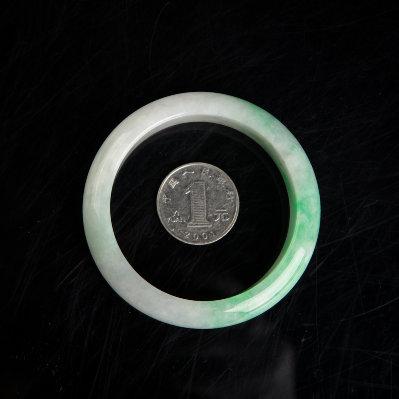 缅甸天然豆种翡翠手镯-红掌柜