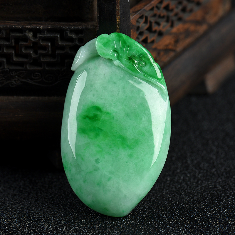 缅甸豆种翡翠福瓜吊坠-红掌柜