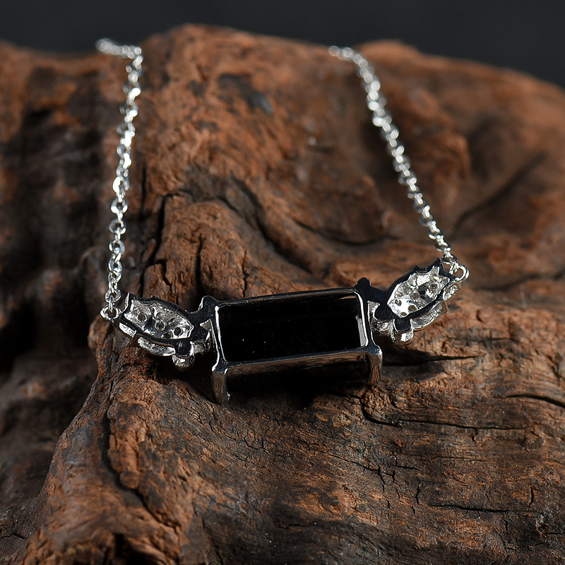 缅甸天然18K糯冰种墨翠项链-红掌柜