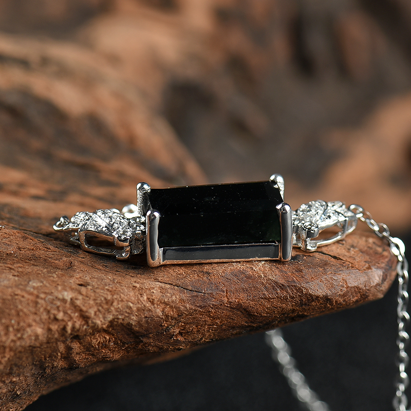 天然糯冰种墨翠项链-红掌柜