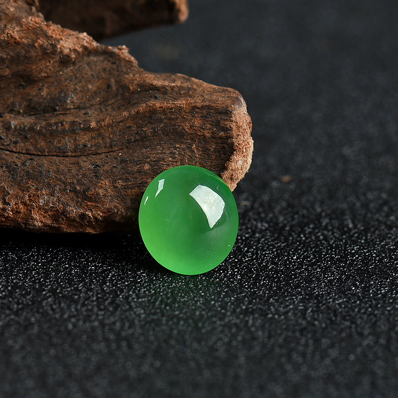 糯冰种阳绿翡翠戒面-红掌柜