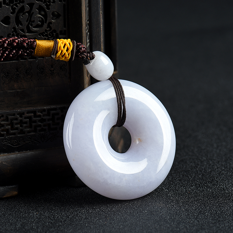 糯种翡翠平安扣手把件-红掌柜