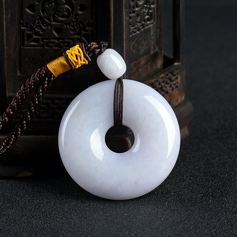 缅甸天然糯种翡翠平安扣手把件-红掌柜