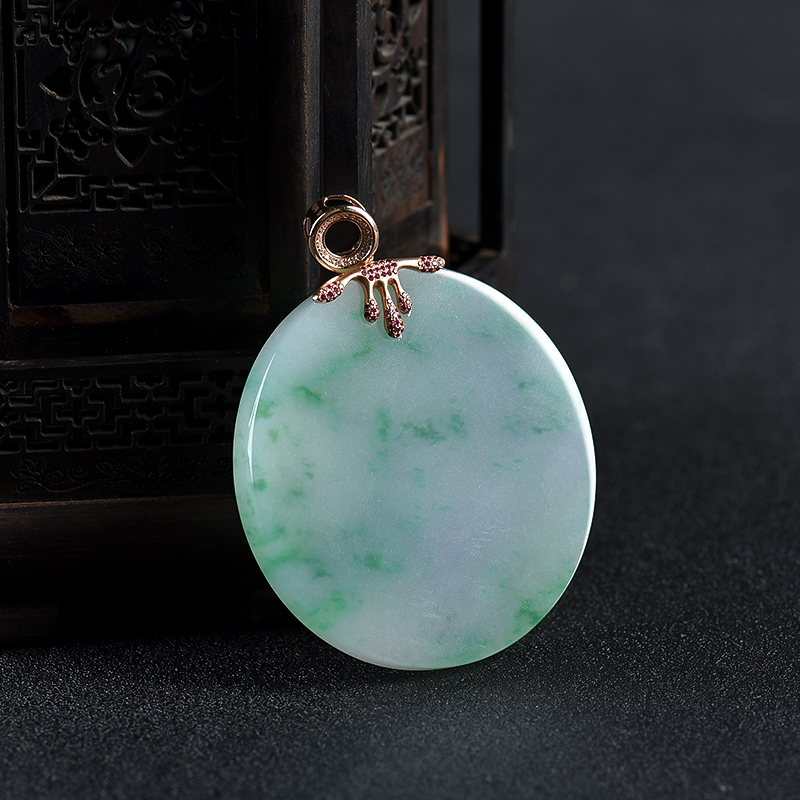 糯种飘翠翡翠平安团圆吊坠-红掌柜