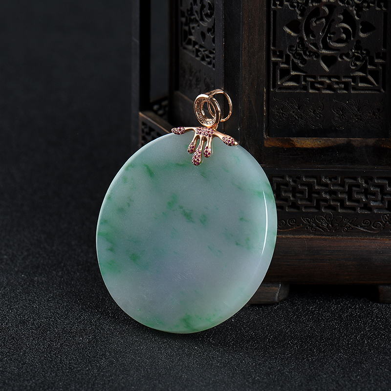 飘翠翡翠平安团圆吊坠-红掌柜