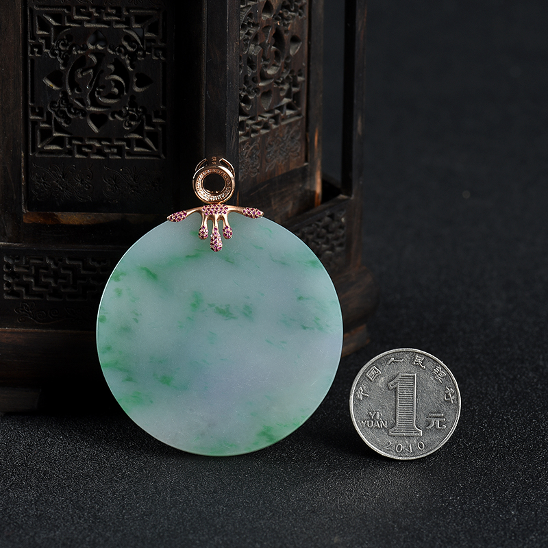 天然翡翠平安团圆吊坠-红掌柜
