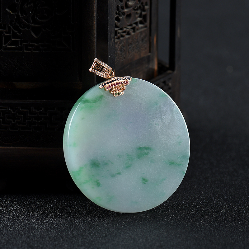 糯种飘翠翡翠平安团圆吊坠-红掌柜
