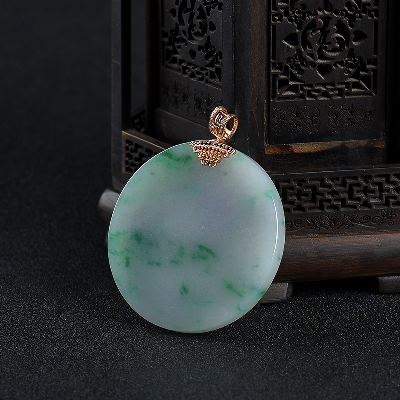 18k飘翠翡翠平安团圆吊坠-红掌柜